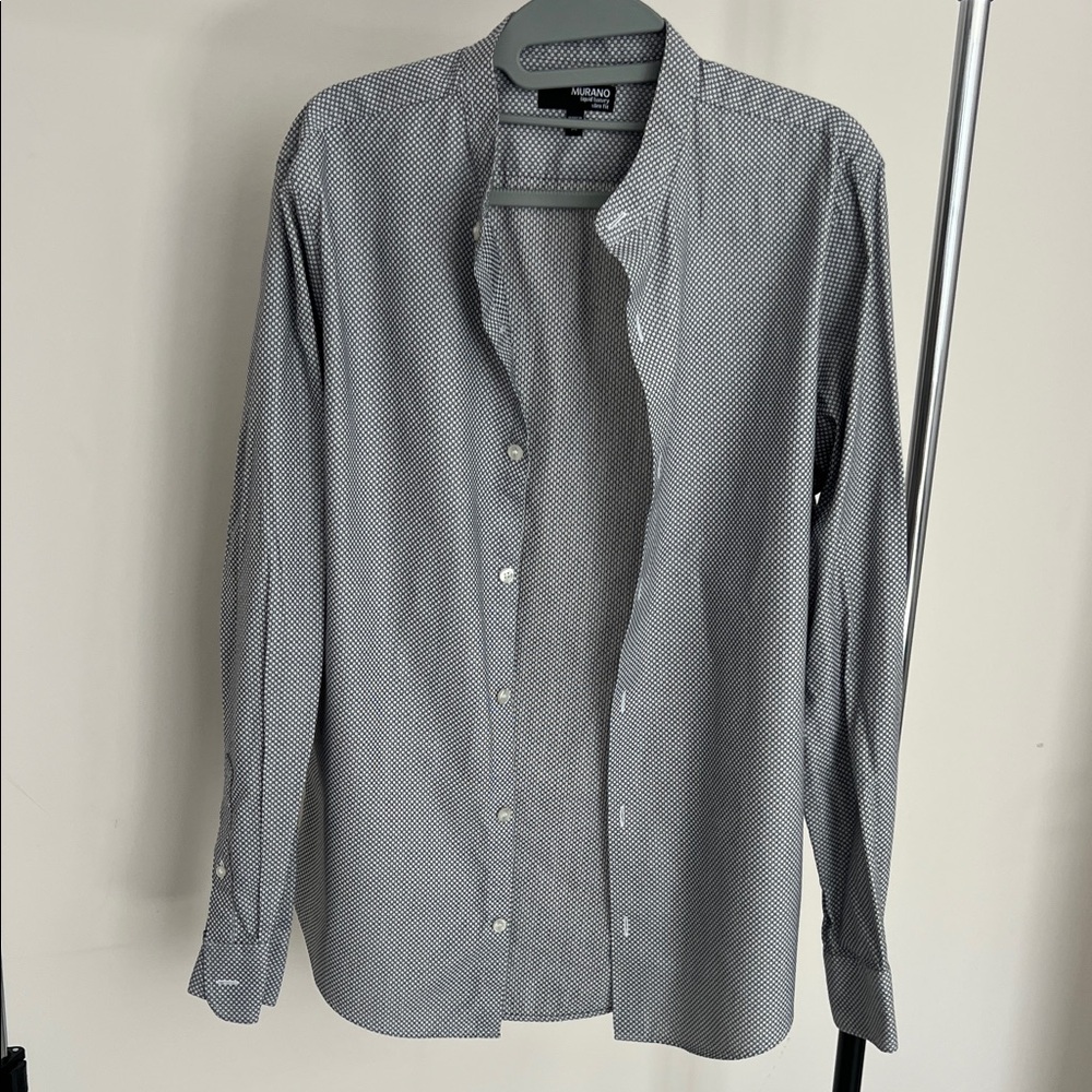 Murano Men's Black and White Button Down Shirt